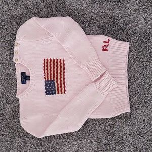 GIRLS POLO AMERICAN FLAG KNITTED SWEATER